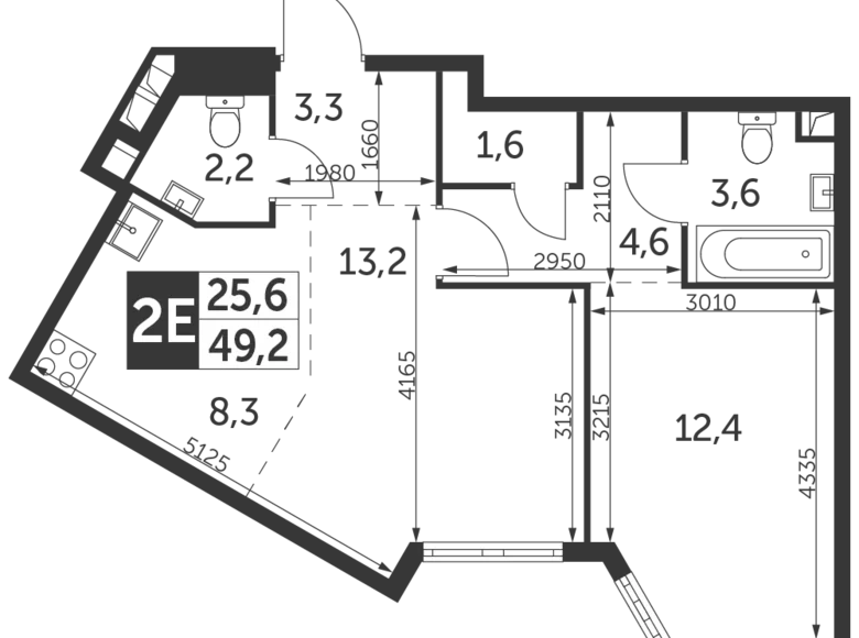 Apartamento 2 habitaciones 49 m² Konkovo District, Rusia