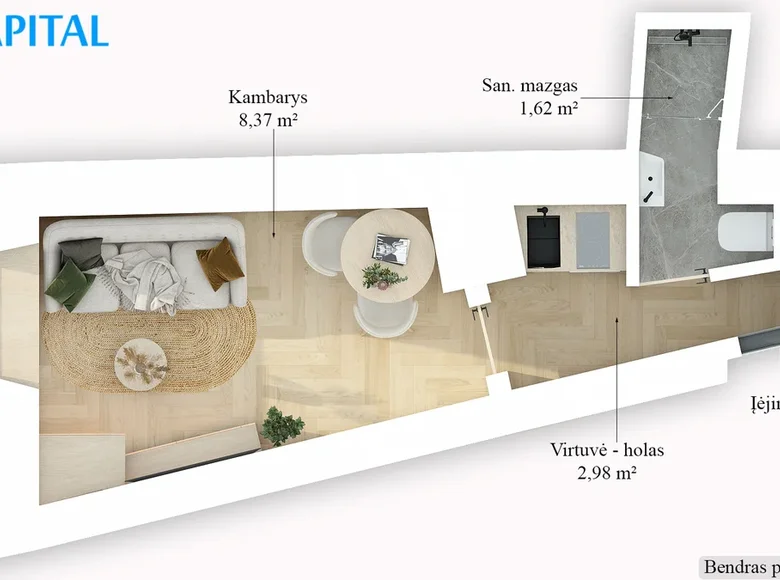 Appartement 1 chambre 13 m² Salos, Lituanie