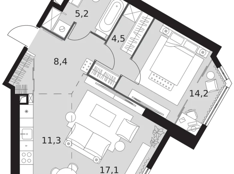 Mieszkanie 2 pokoi 61 m² Konkovo District, Rosja