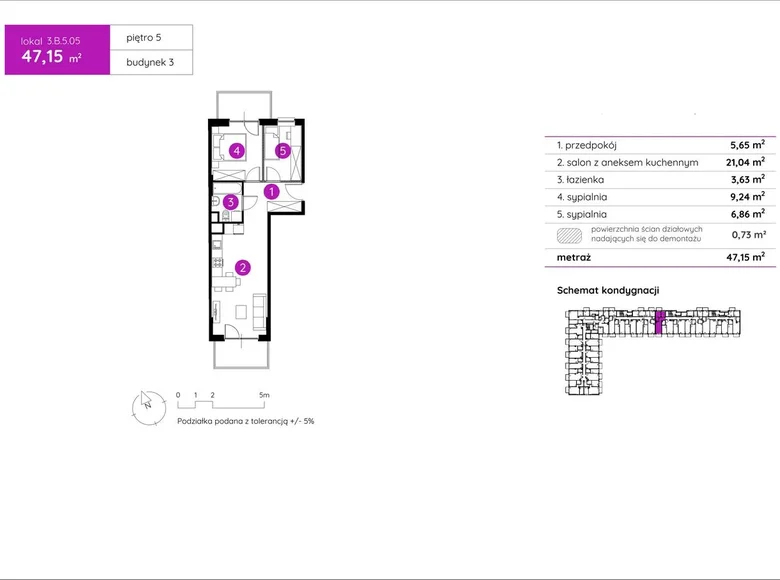 2 bedroom apartment 47 m² Poznan, Poland