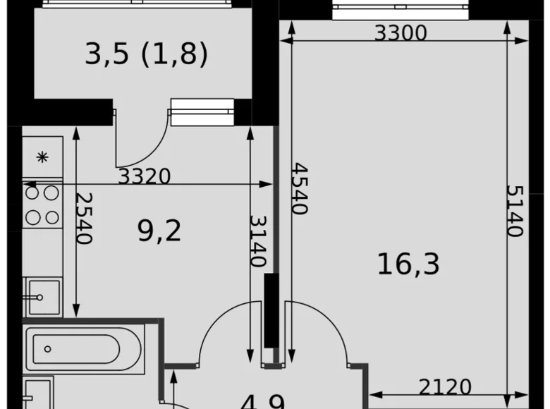 1 room apartment 39 m² Razvilka, Russia