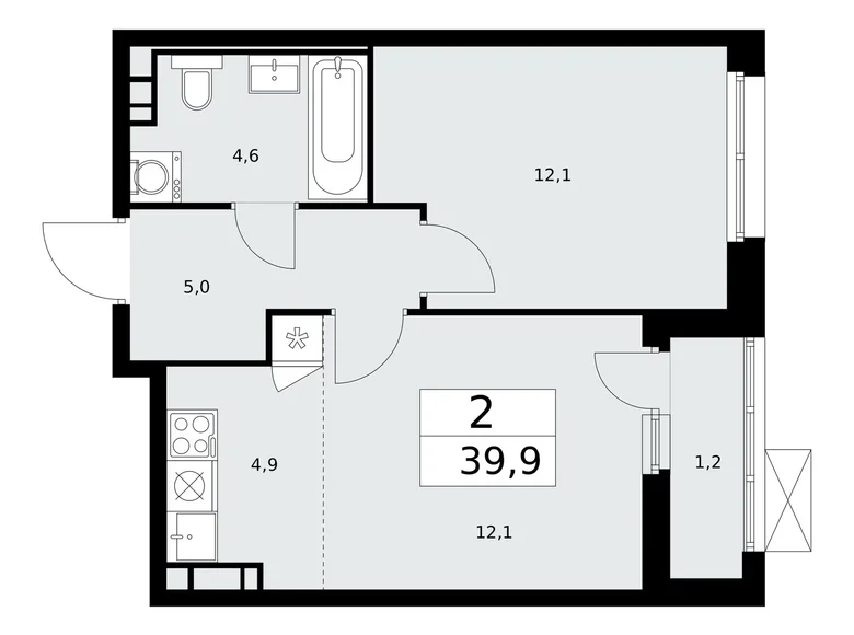 Квартира 2 комнаты 40 м² Москва, Россия