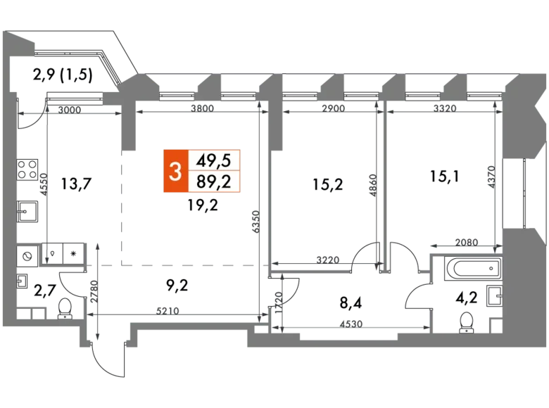 Mieszkanie 3 pokoi 89 m² Konkovo District, Rosja