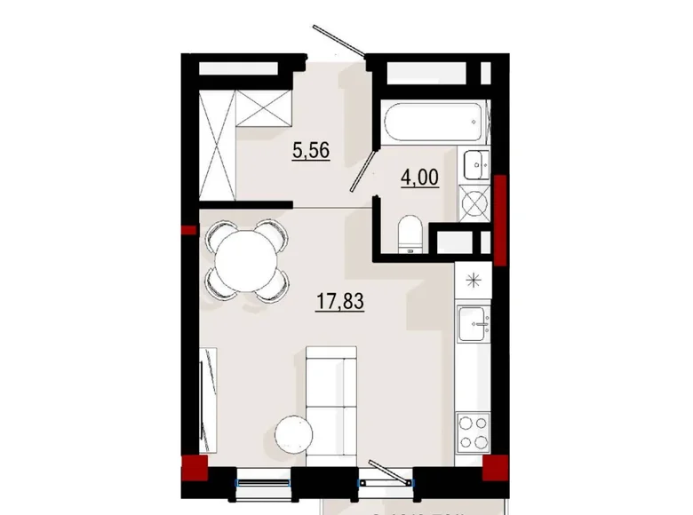 Wohnung 1 zimmer 29 m² Odessa, Ukraine