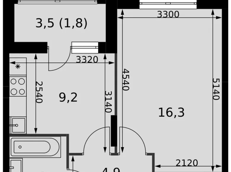 Квартира 1 комната 38 м² Развилка, Россия