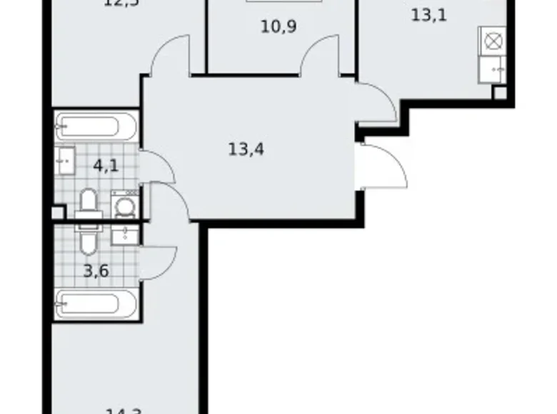 3 room apartment 73 m² poselenie Sosenskoe, Russia