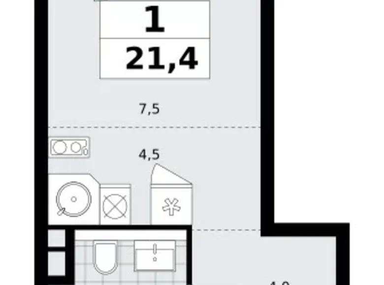 Mieszkanie 1 pokój 21 m² poselenie Sosenskoe, Rosja