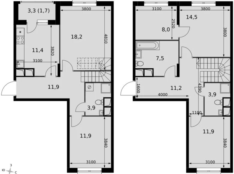 4 room apartment 116 m² Razvilka, Russia