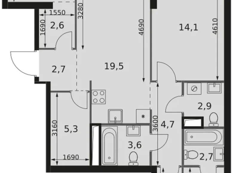 Appartement 3 chambres 87 m² Moscou, Russie