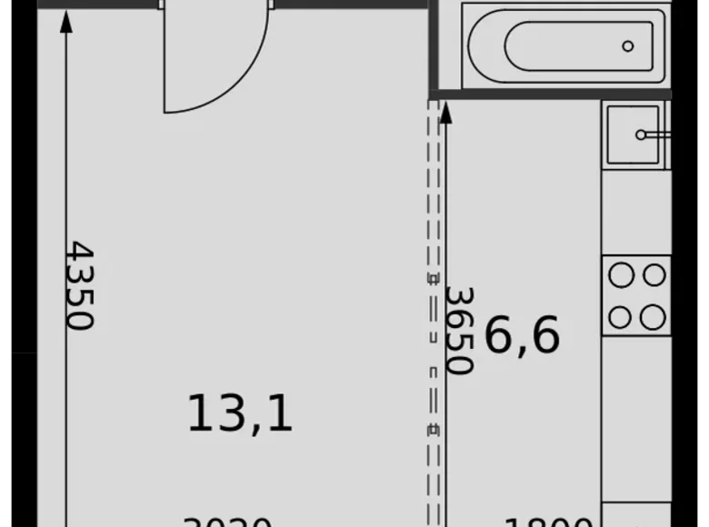 Студия 1 комната 30 м² Развилка, Россия