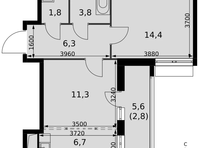 Apartamento 2 habitaciones 47 m² Razvilka, Rusia