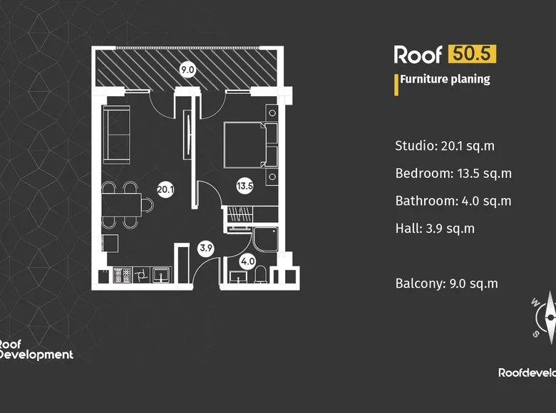 Квартира 2 комнаты 51 м² Тбилиси, Грузия