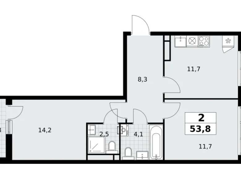 Mieszkanie 2 pokoi 54 m² Postnikovo, Rosja