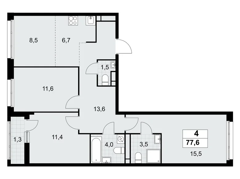 Apartamento 4 habitaciones 78 m² Postnikovo, Rusia