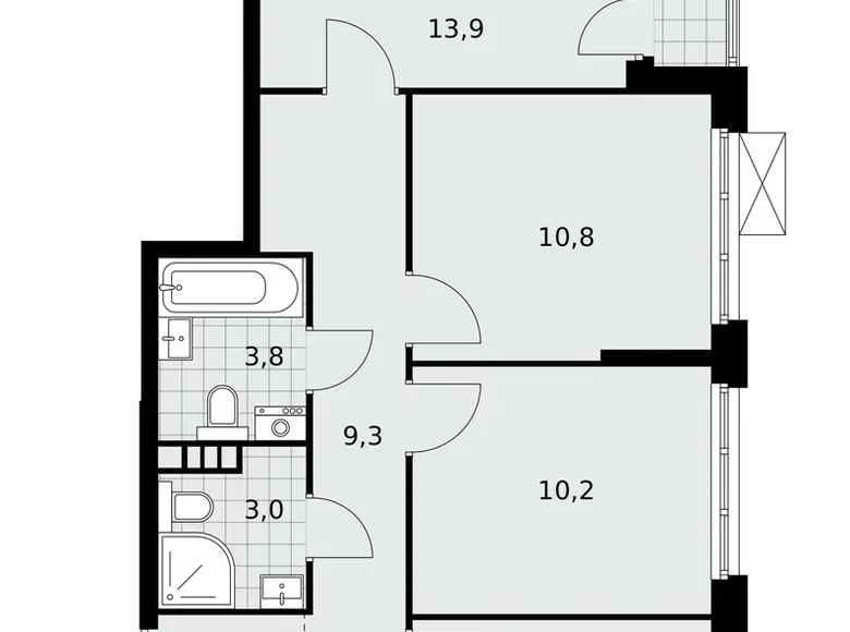 Wohnung 3 Zimmer 70 m² poselenie Sosenskoe, Russland