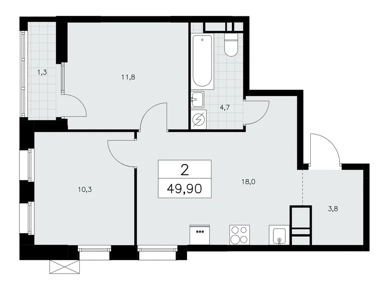 Wohnung 2 zimmer 50 m² poselenie Sosenskoe, Russland