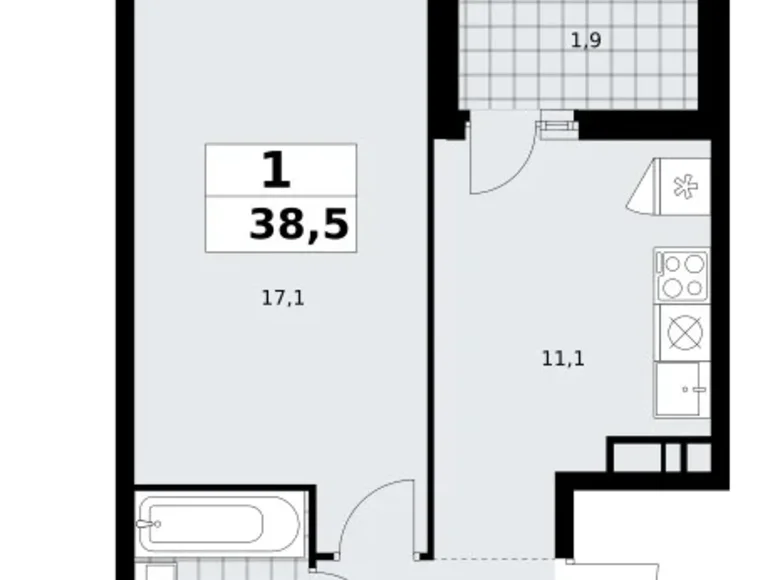 Wohnung 1 zimmer 39 m² poselenie Sosenskoe, Russland