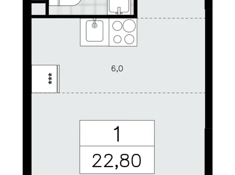 Wohnung 1 Zimmer 23 m² Moskau, Russland