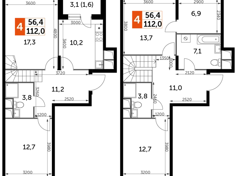 Mieszkanie 4 pokoi 112 m² Razvilka, Rosja