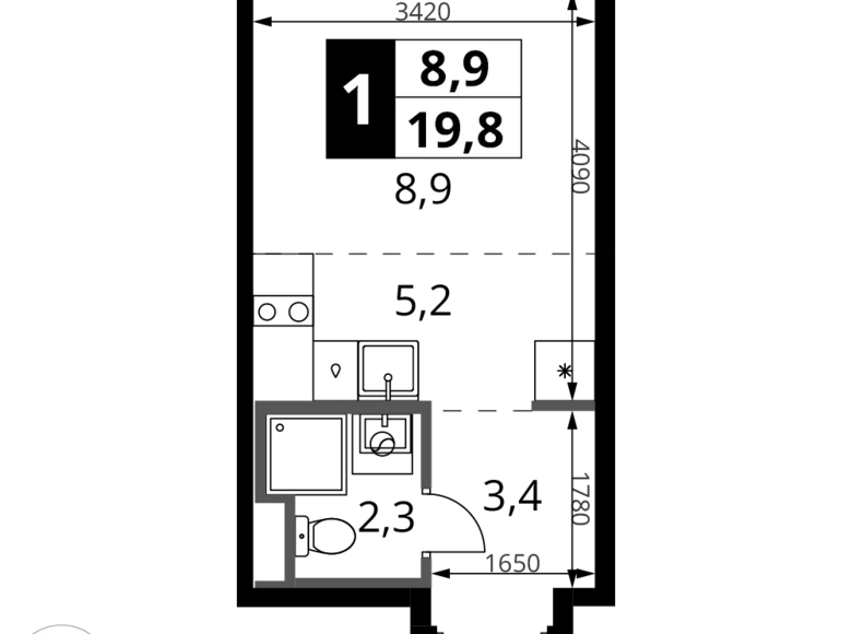 Studio 1 chambre 20 m² Potapovo, Fédération de Russie