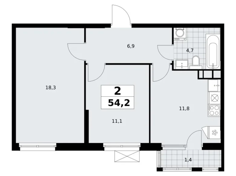 Mieszkanie 2 pokoi 54 m² South-Western Administrative Okrug, Rosja