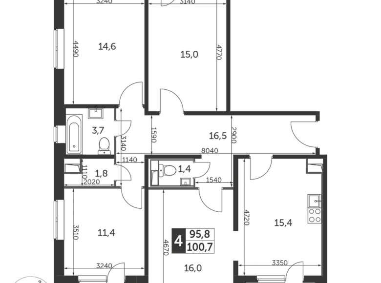 Wohnung 4 zimmer 101 m² Nekrasovka District, Russland