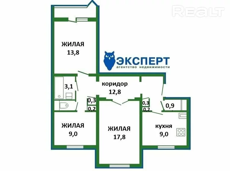Mieszkanie 3 pokoi 68 m² Mińsk, Białoruś