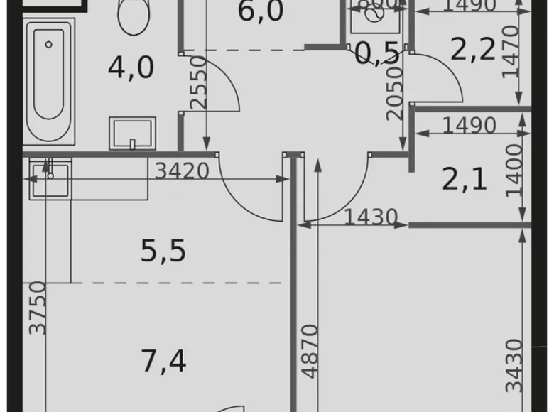 Apartamento 1 habitación 42 m² Moscú, Rusia