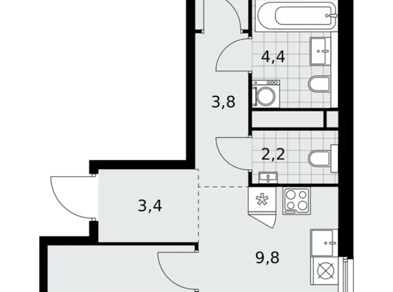 3 room apartment 56 m² poselenie Sosenskoe, Russia