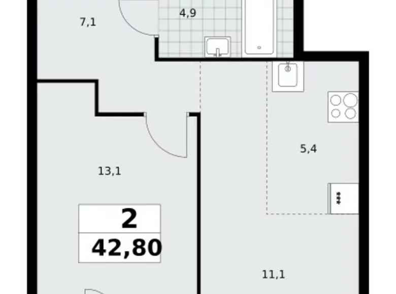 Wohnung 2 Zimmer 43 m² Nördlicher Verwaltungsbezirk, Russland