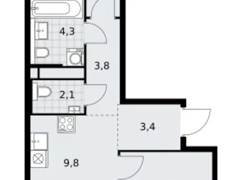 Appartement 3 chambres 56 m² poselenie Sosenskoe, Fédération de Russie