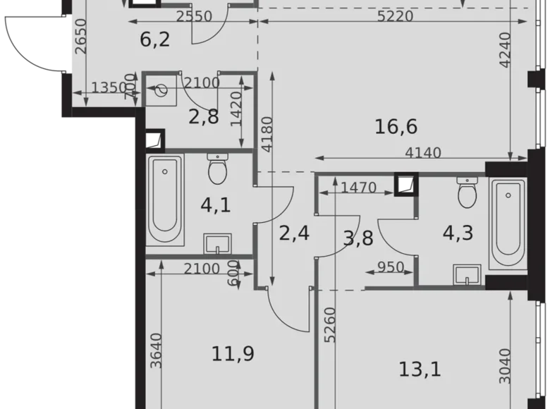 Mieszkanie 3 pokoi 74 m² North-Western Administrative Okrug, Rosja