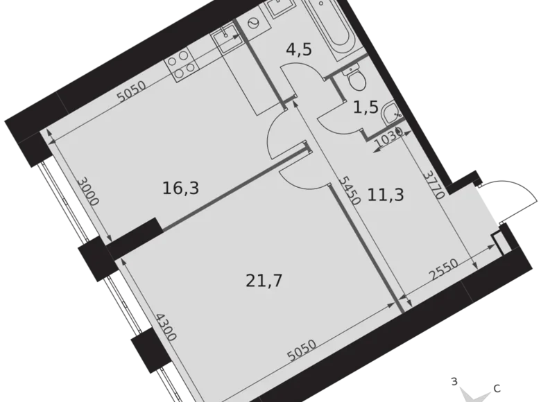 Apartamento 2 habitaciones 55 m² Moscú, Rusia