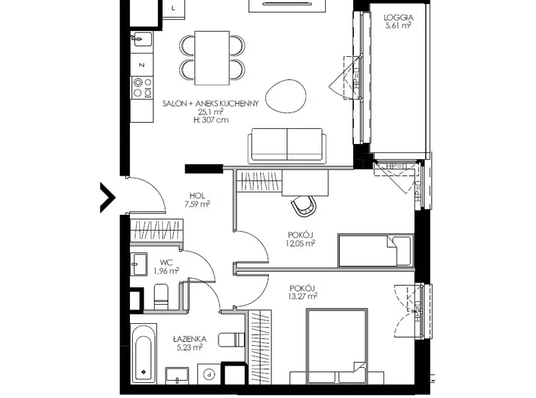 3 room apartment 67 m² Warsaw, Poland