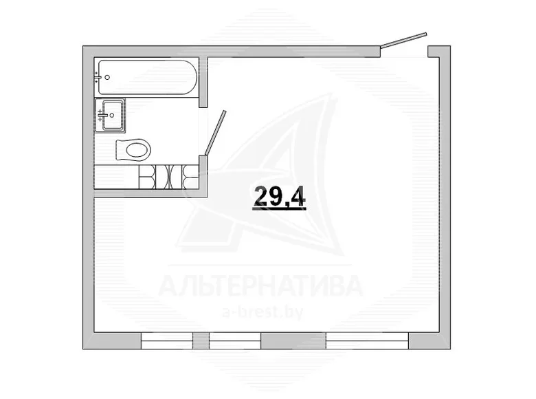 Wohnung 1 zimmer 33 m² Kobryn, Weißrussland