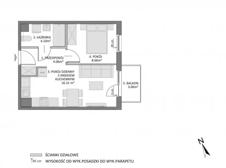 Appartement 2 chambres 35 m² Dantzig, Pologne