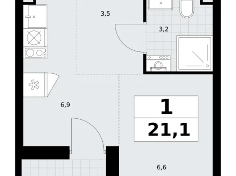 Wohnung 1 zimmer 21 m² Postnikovo, Russland