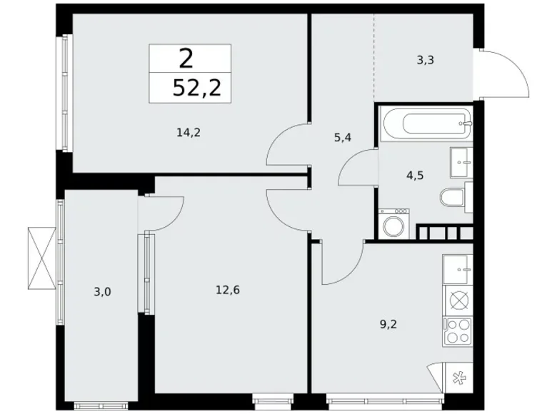 Appartement 2 chambres 52 m² poselenie Sosenskoe, Fédération de Russie