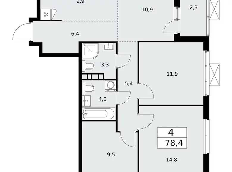 Appartement 4 chambres 78 m² poselenie Sosenskoe, Fédération de Russie