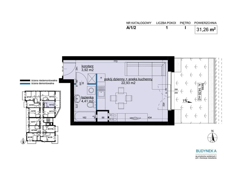 Wohnung 1 Zimmer 31 m² Posen, Polen