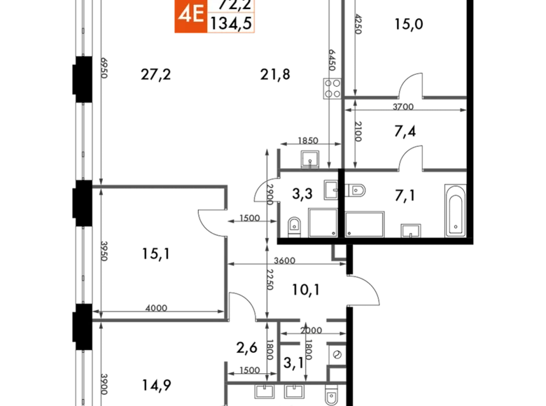 Appartement 4 chambres 135 m² North-Western Administrative Okrug, Fédération de Russie