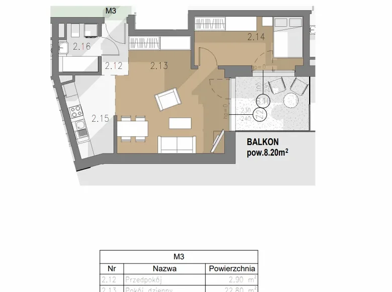 Apartamento 2 habitaciones 47 m² Cracovia, Polonia