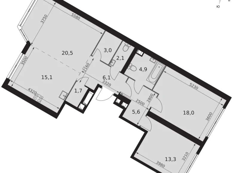 3 room apartment 90 m² Moscow, Russia