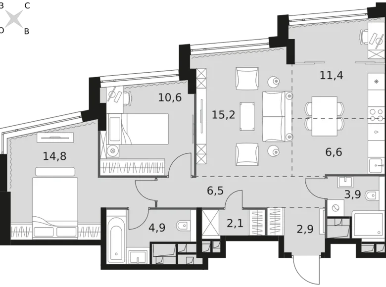 Apartamento 3 habitaciones 79 m² Moscú, Rusia