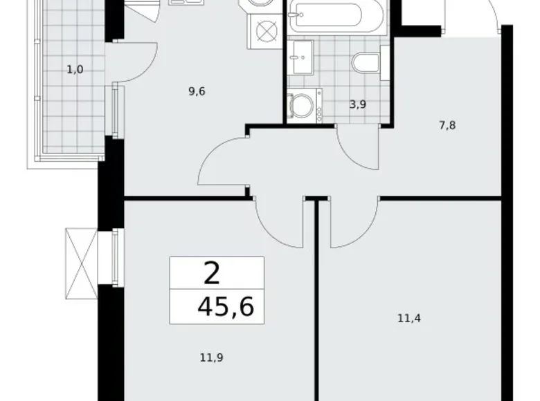 Apartamento 2 habitaciones 46 m² Moscú, Rusia