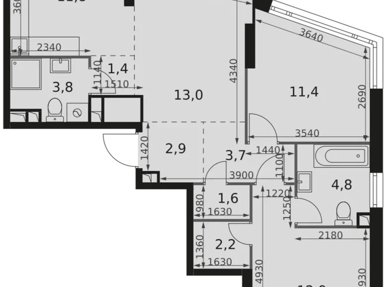 Apartamento 3 habitaciones 70 m² Moscú, Rusia