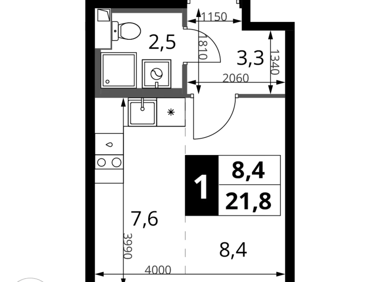 Kawalerka 1 pokój 22 m² Chimki, Rosja