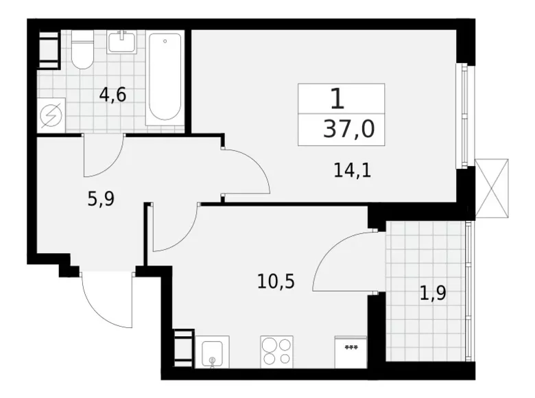 Appartement 1 chambre 37 m² Krasnoye Selo, Fédération de Russie