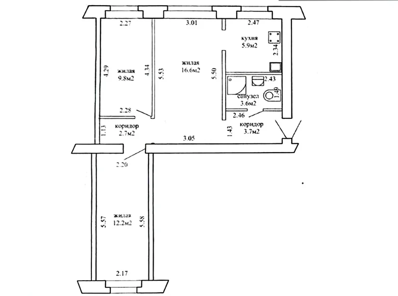Apartamento 3 habitaciones 55 m² Minsk, Belarús