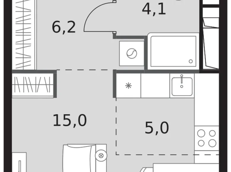 Студия 1 комната 30 м² Северо-Западный административный округ, Россия